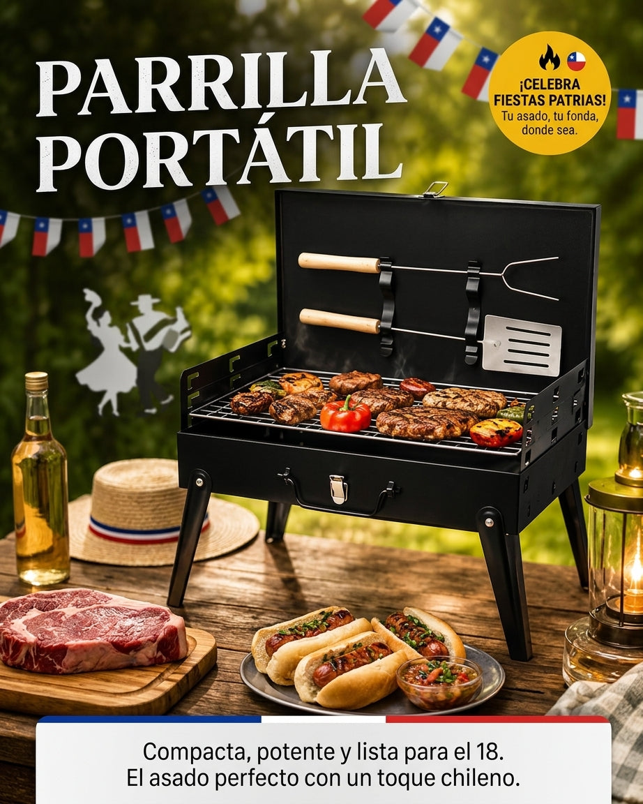 PARRILLA PÓRTATIL- ASADOS DONDE QUIERAS!
